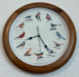 Bird Song Wall Clock – Realistic Bird Calls Every Hour – 13.5” Diameter
