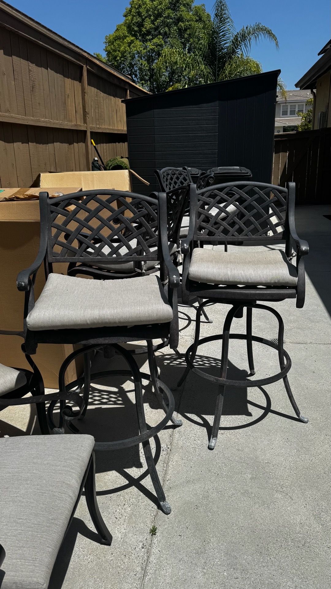 5 Cast Iron Bar Stools- outdoor with cushion!