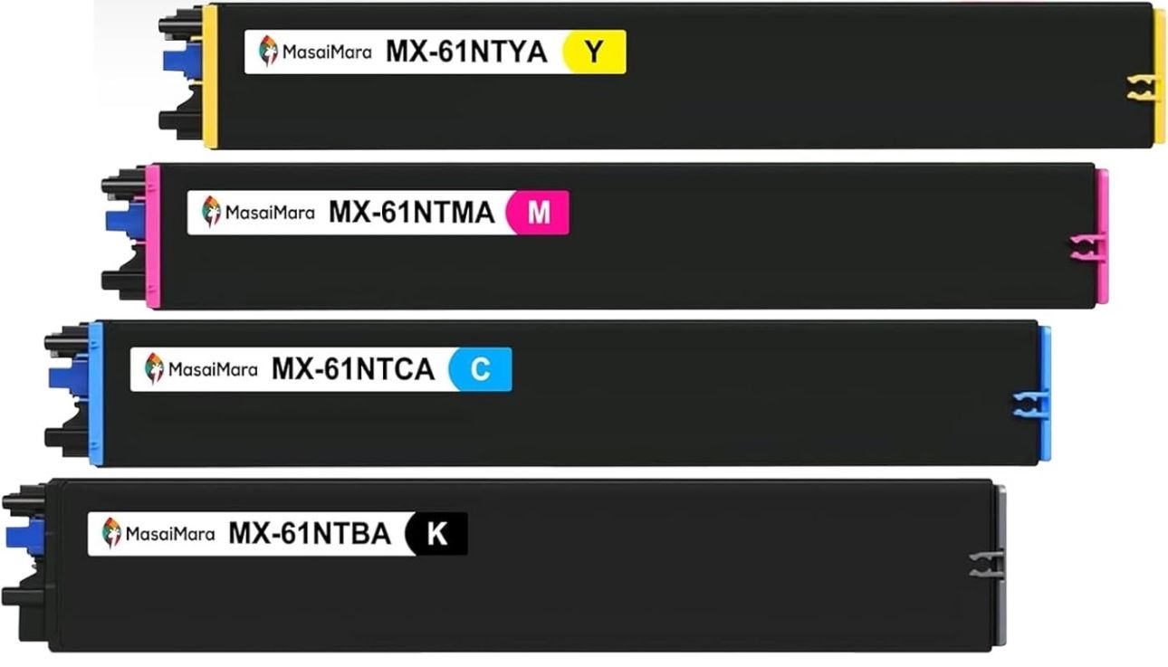 Compatible Toner Cartridges for Sharp MX61NT MX-61NTBA MX-61NTCA MX-61NTMA MX-61NTYA 4 Pack (YMCK)