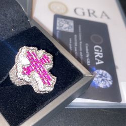 Ruby baguette moissanite cross ring