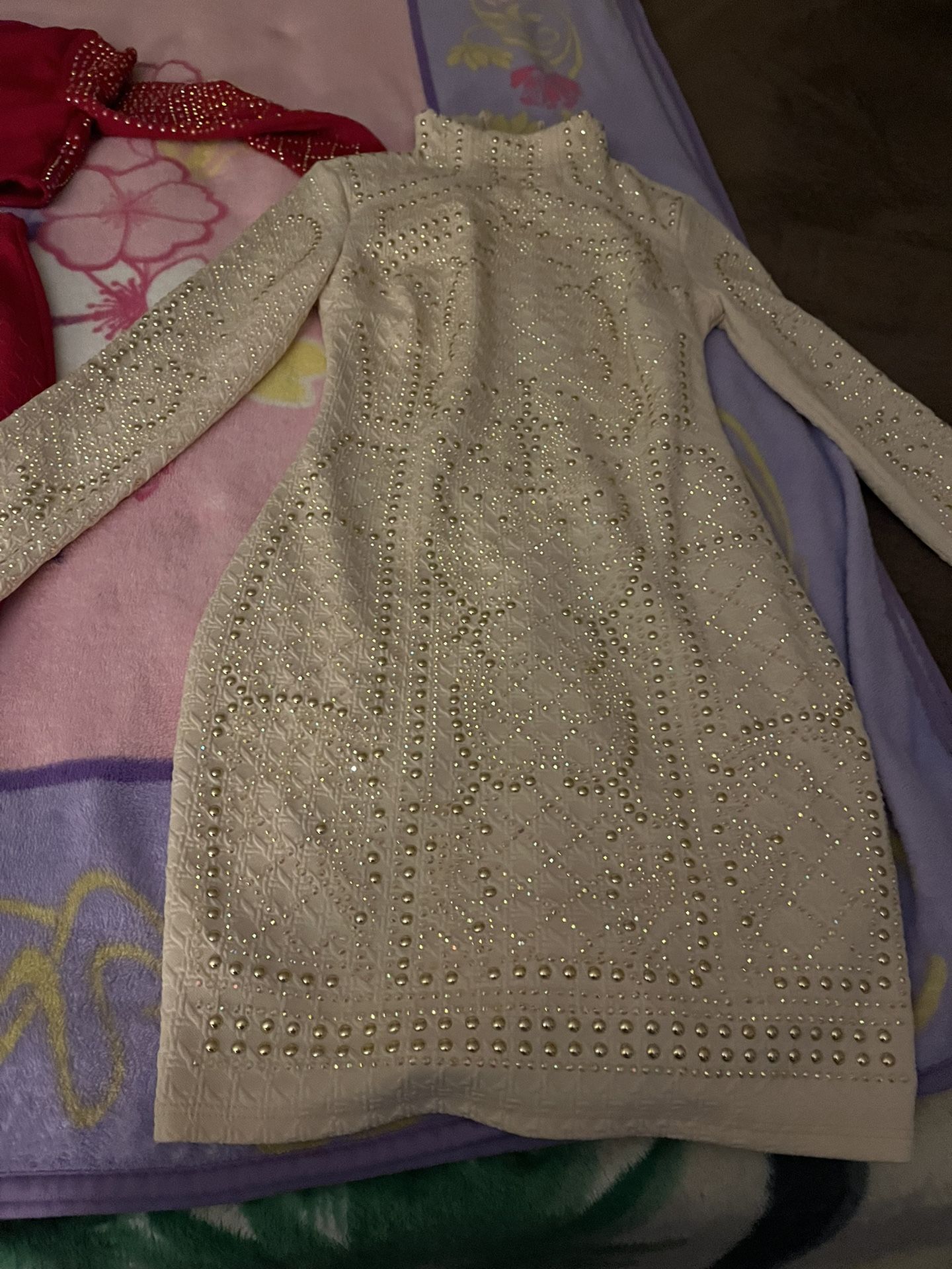 White Rhinestone Dress