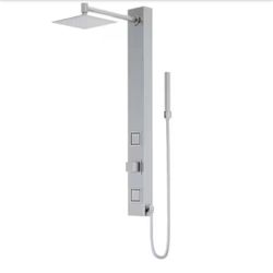 VIGO Orchid 39 in. H x 4 in. W 2-Jet Shower Panel System with Adjustable Square Head and Hand Shower Wand in Stainless Steel