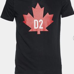 DSquared2 logo big novelty top Black Jersey Maple Leaf Classic Fit T-Shirt y2k