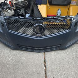 2013 - 14 Cadillac ATS Front Bumper Cover Grille Assembly Black OEM w/ grille shutter and sensors