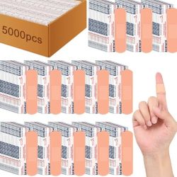 5000-Adhesive Band-Aids 3/4" x 3"~ BULK Waterproof Adhesive Breathable Bandages for Sensitive Skin School Nurses Businesses Travel First Aid Kits