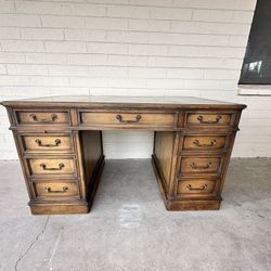 Vintage Leather Inlay Executive Desk