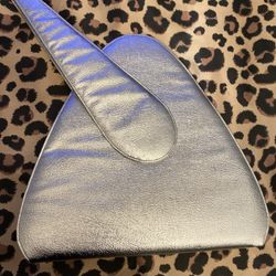 1960s Retro Vintage Lla Of California Metallic Silver Leather Handbag Purse
