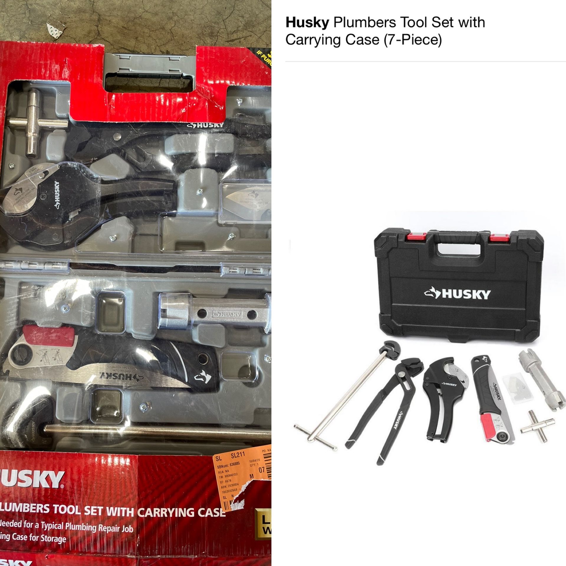 Husky Plumbers Tool Set with Carrying Case 7 Piece for Sale in