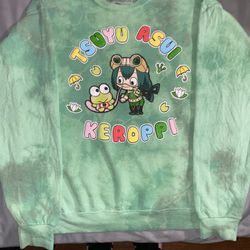 Tsuyu Asui X Keroppi Green Tie-dye Crewneck Sweater Box Lunch SanrioxMyHeroAcademia (MHA) Limited Edition Fleece Crewneck Sweater  