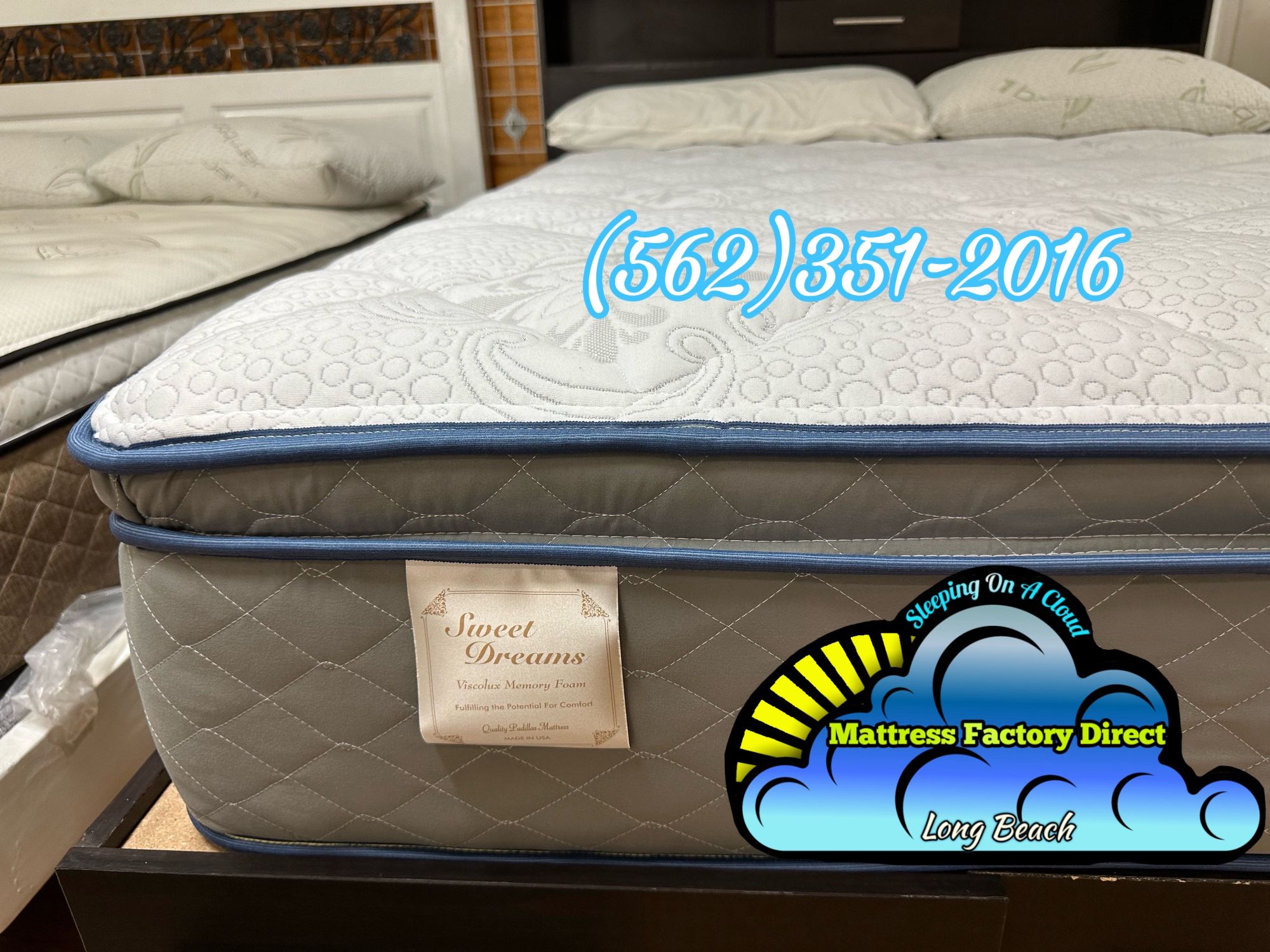 Sweet Dreams Blue Gel Queen Mattress And Boxspring Bed Set Nuevo