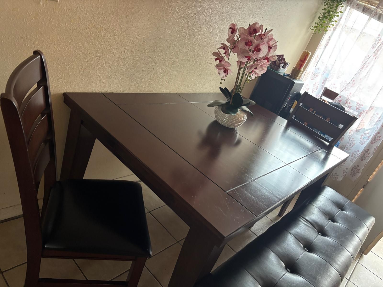 Family Dining Table,  4 Chairs And A Bench 