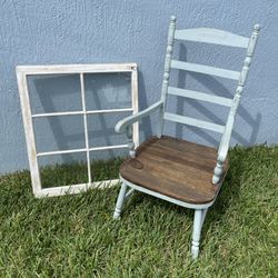 Nautical Rustic Wooden Chair & Window Decor