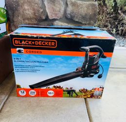 BLACK+DECKER 12 AMP 210 MPH 300 CFM Corded Electric 3-in-1 Leaf Blower, Vacuum & Mulcher New !!