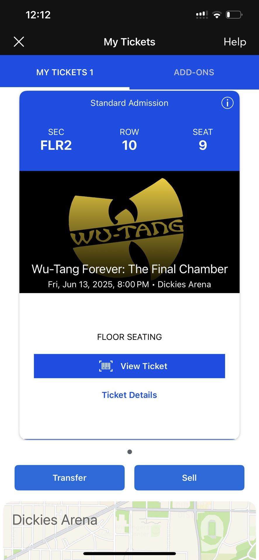 Wu-Tang Ticket Dickies Arena Fort Worth