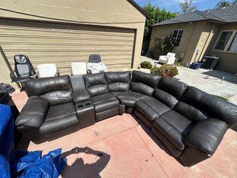 L shaped brown couch