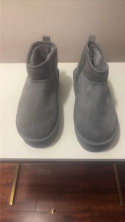 Gray Suede Mini Ankle Boots