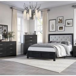 4- Pc Bedroom set Dresser,Mirror  Nightstand (1) Queen size bed frame  Not including Mattress and Box Sp