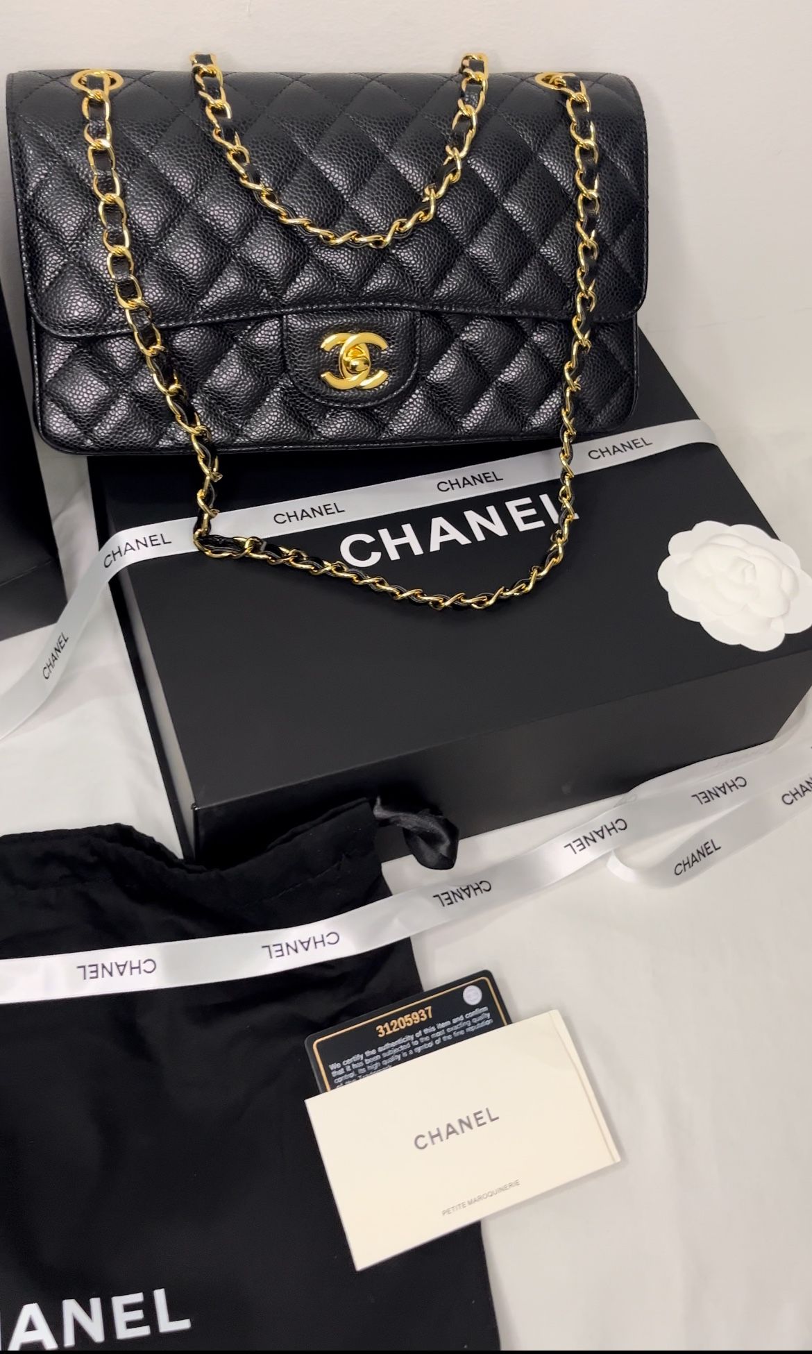Brand New Chanel Cavier Quilted Black Medium Double Flap bag