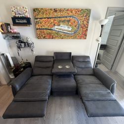 3 Seat Reclining Sofa with USB Port