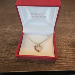 18kt. Gold Over Sterling Silver Ruby Heart Necklace 