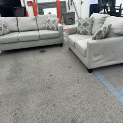 Nice Grey Couch And Loveseat Set
