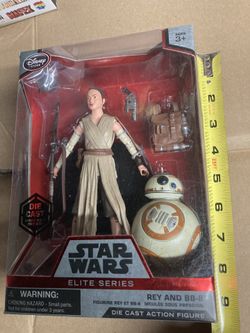 Rey And BB-8 Brand New In Box Unopened 1st edition Rey Includes Rey figure, blaster, backpack, staff, standing base, and BB8 figure. Meticulously cra