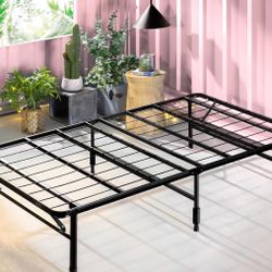 Twin Bed Tool-Free Assembly Mattress Foundation, 14 Inch Metal Platform Bed Frame, No Box Spring Needed, Sturdy Steel Frame, Underbed Storage, Black,