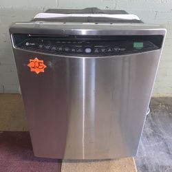 Stainless Steel And Black GE Dishwasher 