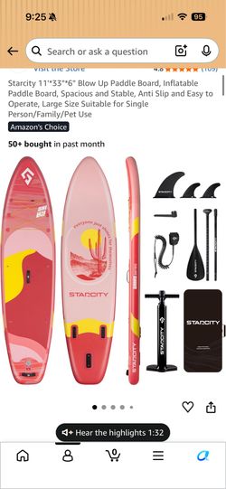 Paddle Board, Spacious and Stable, Anti Slip and Easy to Operate, Large Size Suitable for Single Person/Family/Pet Use