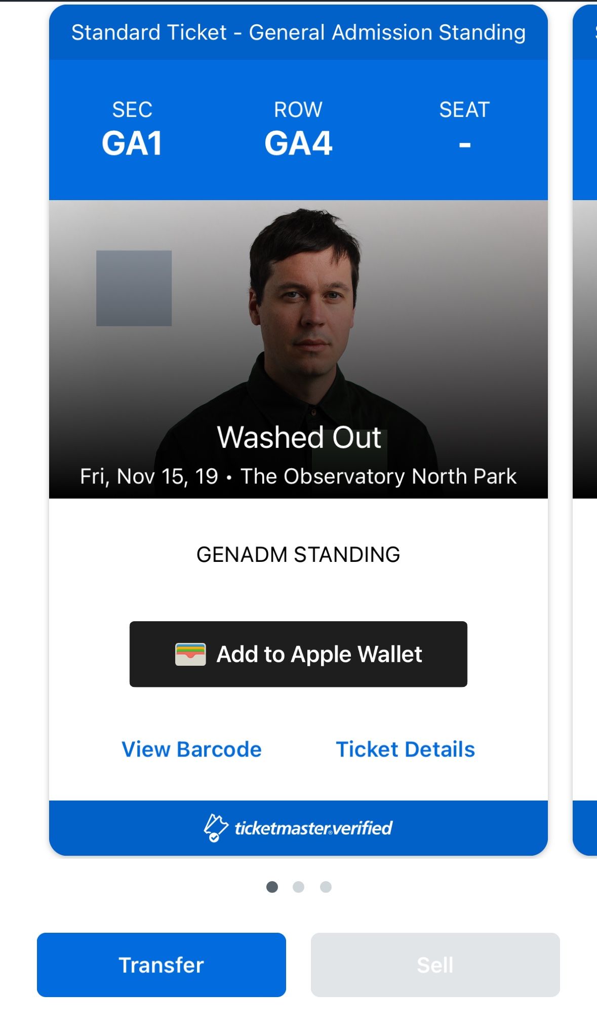 3 Tickets for Washed Out 11/15 @ North Park Observatory