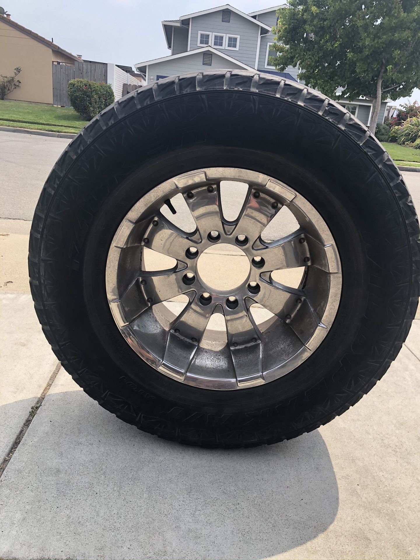 18X35 x 12.50. 8 lug off a F250. Rims ok. Tires warn out. Make offer they must go ASAP Have 4