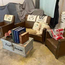 Vintage Salvation Army Love Seat And Chairs