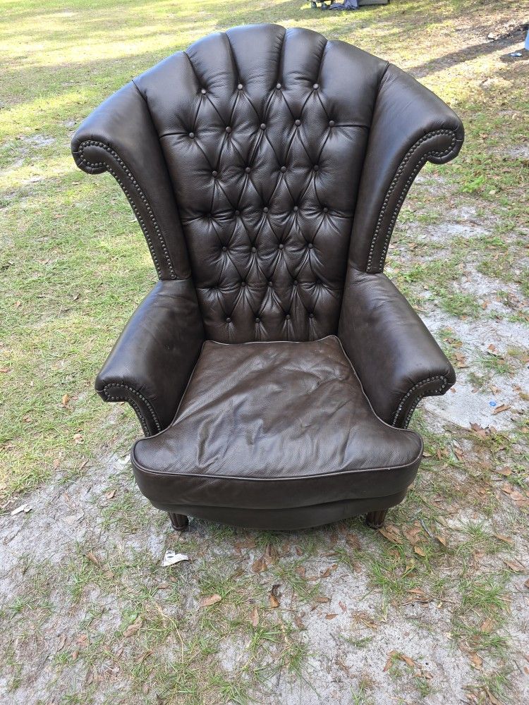 63936-brown-25 Aico Furniture Trevi Leather High Back Wing Chair-espresso