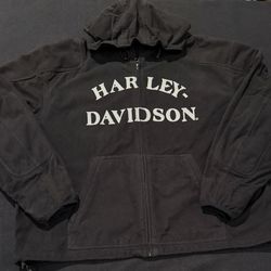 Harley Davidson Black Fleece Hooded Jacket Mens Size XXL