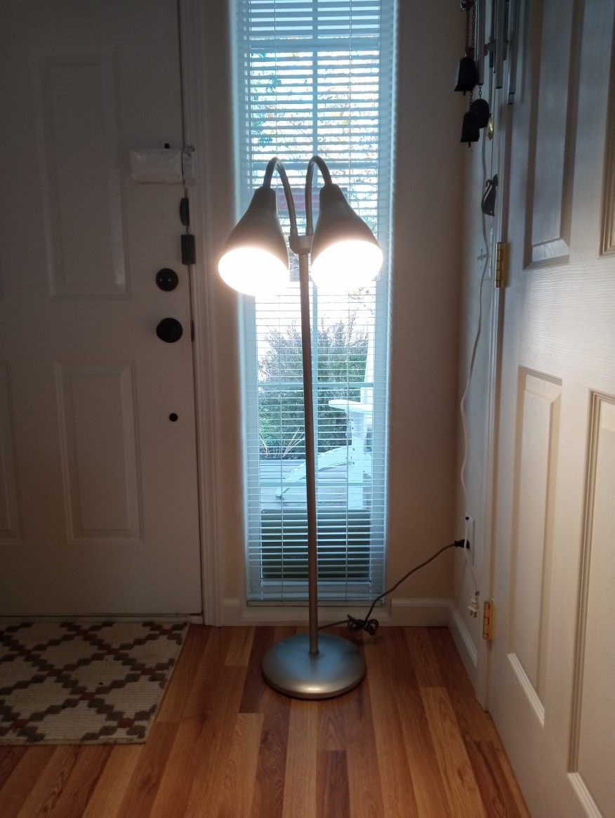 Vintage Mid Century Modern MCM Atomic Double Light Bullet Style Floor Lamp