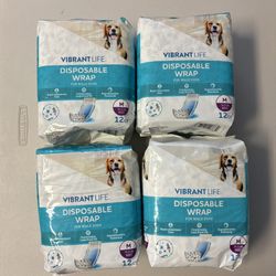 Vibrant Life Disposable Male Wraps for Dogs - Med 4Pks 12Ct Each