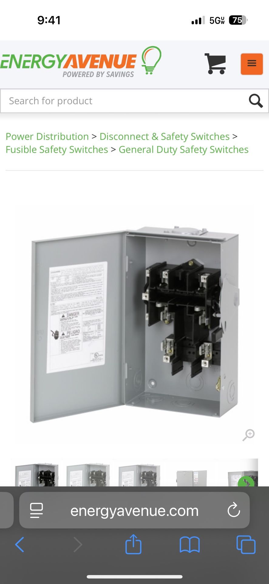 Eaton Electrical DG222NRB 120/240 VAC 60 Amp 7.5 to 15 Hp 2 Pole 3 Wire Fusible Single Throw Safety Switch