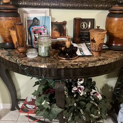 Elegant Console Table with Mirror and Candle Holders