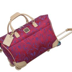 Diane Von Furstenberg Luggage New Hearts Rolling City Bag, Red/Purple, One Size. DVF Studio carry on
