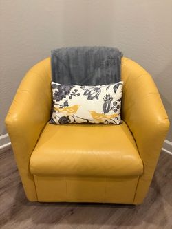 Yellow  Leather Swivel Chair