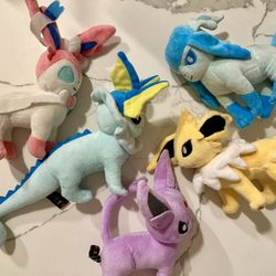A set of 5 Pokemon Plush Toys from the Pokemon Center