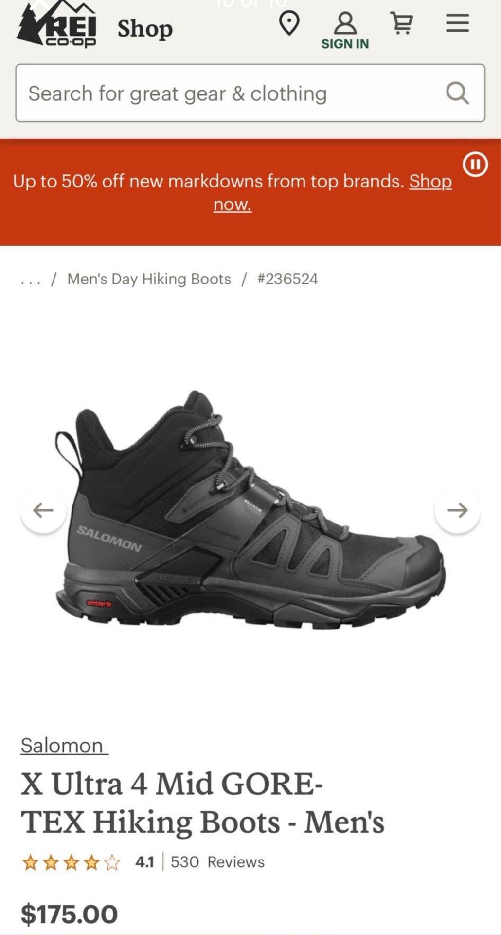 New NWT Salomon X Ultra 4 Mid GORE-TEX Hiking Boots - Men's 8 / 10 / 11.5