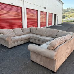 Tan 3 Piece U Shape Sectional Sofa