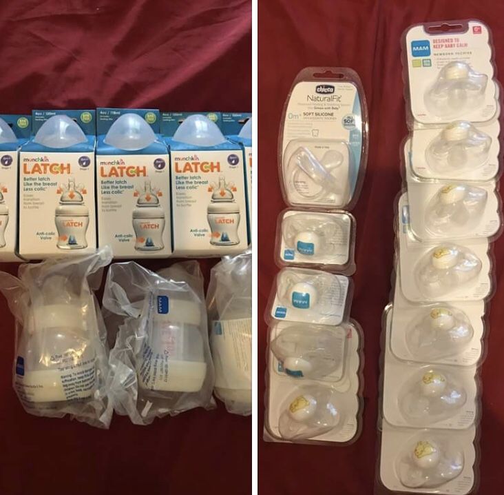 Brand new bottles and pacifiers