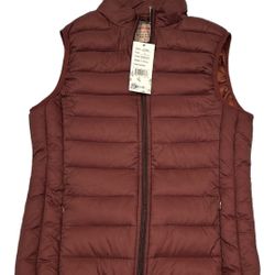 New Women Puffer Vest Maroon Size Large