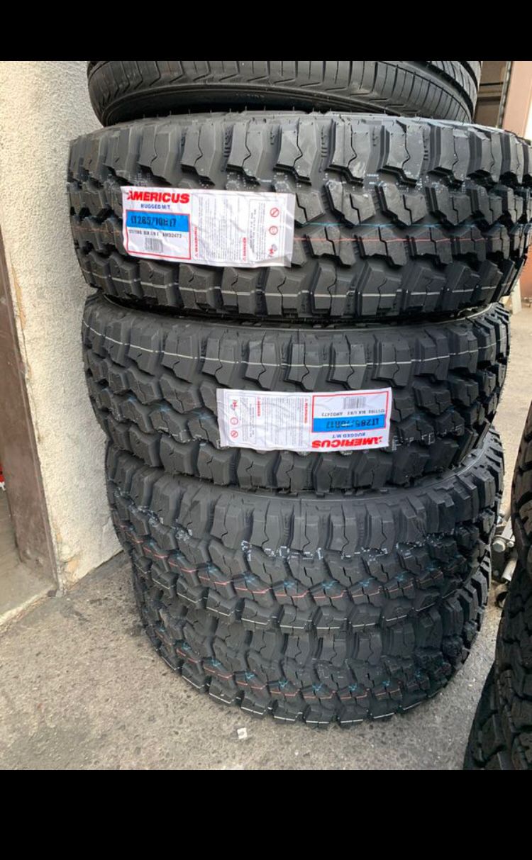 BRAND NEW TIRES LT 285/70r17 AMERICUS M/T 10PLY FOR SALE ALL 4 TIRES $669 WITH FREE MOUNT AND BALANCE
