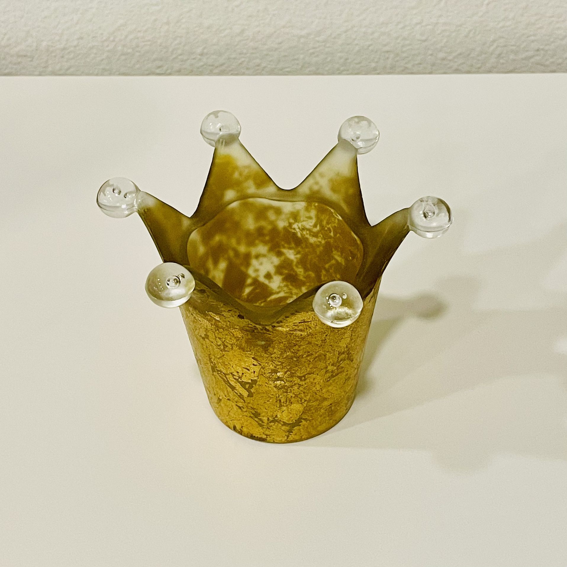 Glass & Gold Leaf Votive Candle Holder