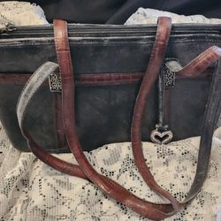 Vintage Brighton Leather Purse / Handbag #A 290316 Black And Brown Leather - Unused