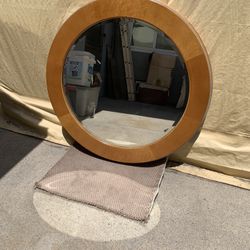 Round Wood Framed Mirror