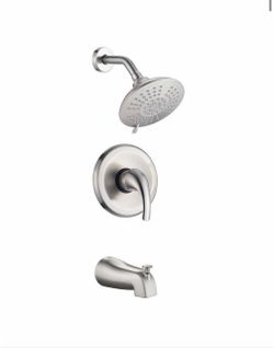 Magic Home 5-Spray Patterns with 2.2 GPM Shower Faucet Set 6 in. Wall Mount Fixed Shower Head in Brushed Nickel (Valve Included)